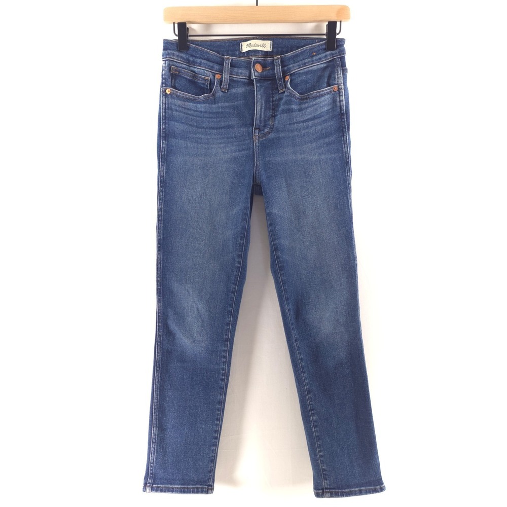 Madewell Women Jeans Stovepipe 25P Medium Wash Straight Leg Stretch High Rise‎